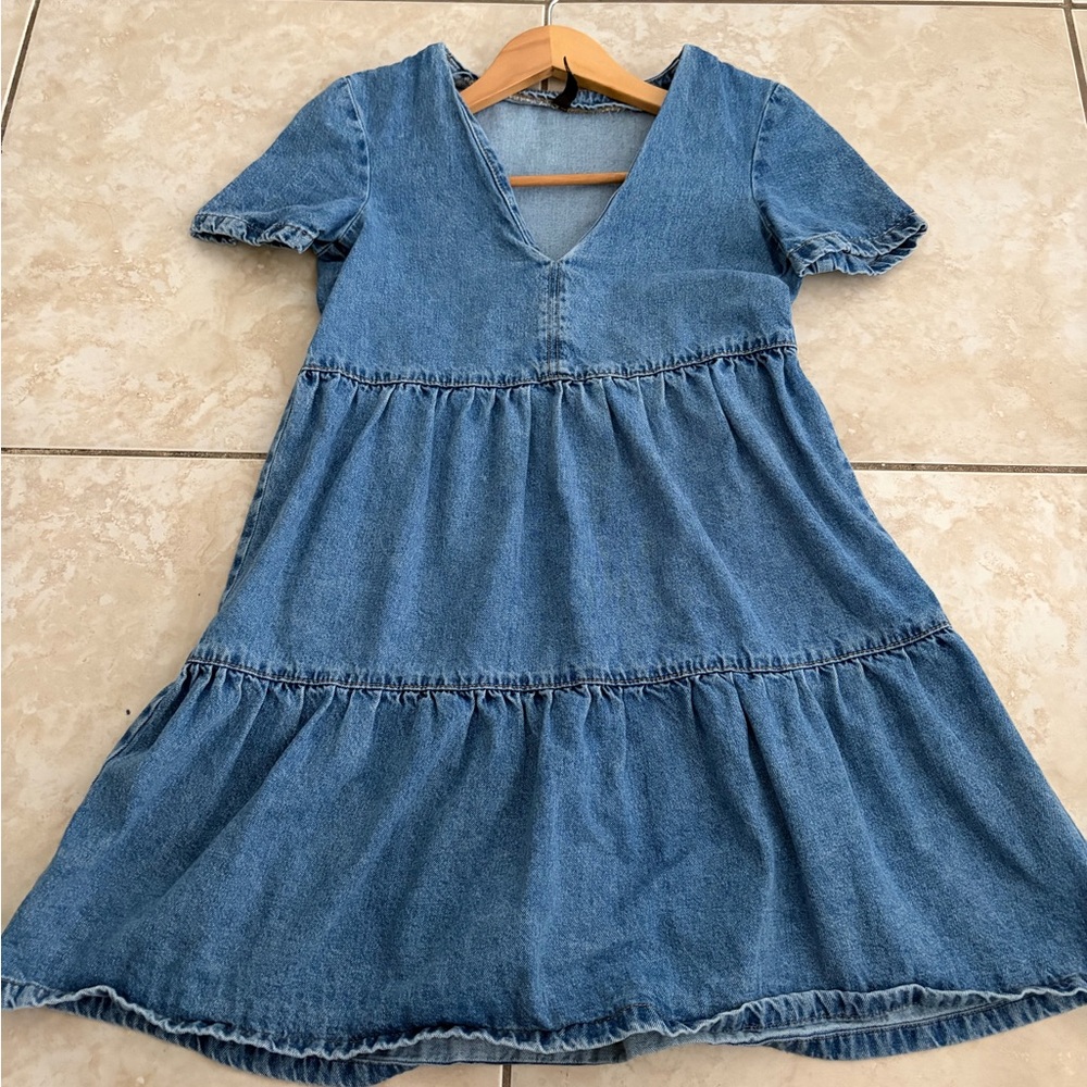 Blue Denim Tiered Dress